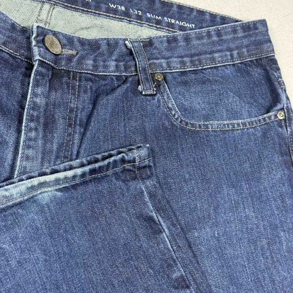 Calvin Klein Jeans Mens Slim Straight Dark Wash Denim Blue Pants 38x32